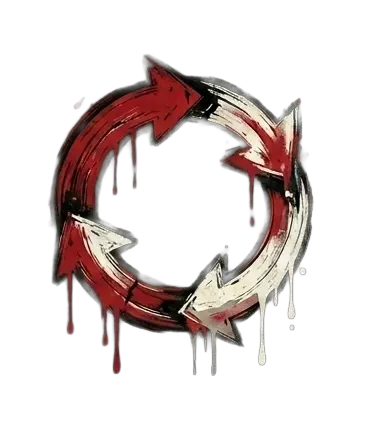 Graffiti styled icon of arrows in a repeating circle