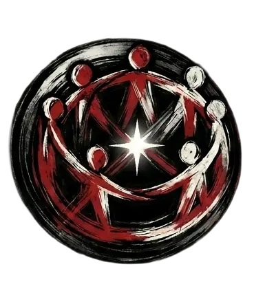 Graffiti styled icon of abstract people holding hands in a circle